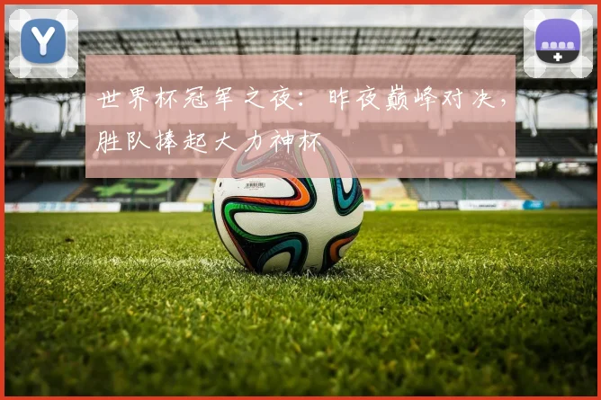 世界杯冠军之夜：昨夜巅峰对决，胜队捧起大力神杯